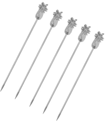 Ciieeo 5piezas Palillo De Fruta De Acero Inoxidable De Tenedores para Piña Ensalada y Postres Palillos para Cócteles y Fiestas Color Plateado Reutilizables para Fiestas y Cócteles