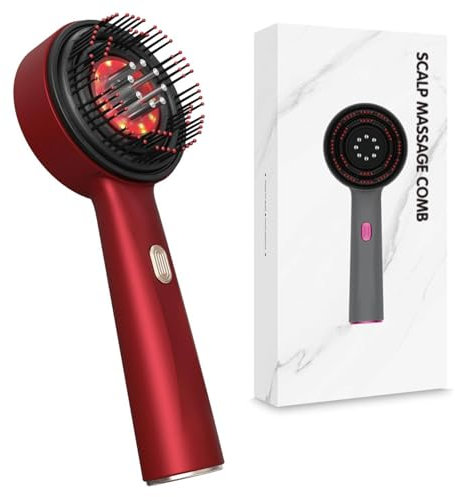 kopfmassagegerät Elektrisch,3-in-1 kopfhaut Massagebürste mit Hair oil applicator, Kopfmassage Bürste, 3 Modi für Kopf Kopfhaut Massage/Haarpflege/SPA/Entspannung(Rot)