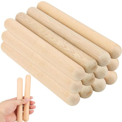 12 Stück 20cm Rhythmus-Sticks Aus Holz, Klassische Holz Claves, Rhythmusstöcke, Klangstäbe aus Holz Klanghölzer, Klangholz Set, Für Schulen, Bands, Professionals or Beginners of All Styles
