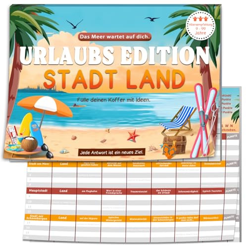 BOYATONG FamilienspielUrlaubs Edition Stadt Land Kartenspiel Reisespiele, Urlaub Activity Spiel für Erwachsene, 2026 Adventskalender Nikolaus Weihnachten Silvester Reise Geschenk, Weihnachtsspiele