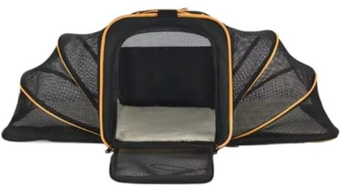 IWENZHKPA Katzenrucksack Hunderucksack Katzen- Und Hundetransporter, Erweiterbar, Faltbar, Weich, Für Hunde Und Katzen, Reisetasche, Haustiertransporter Katzen Transport Tasche(Orange)