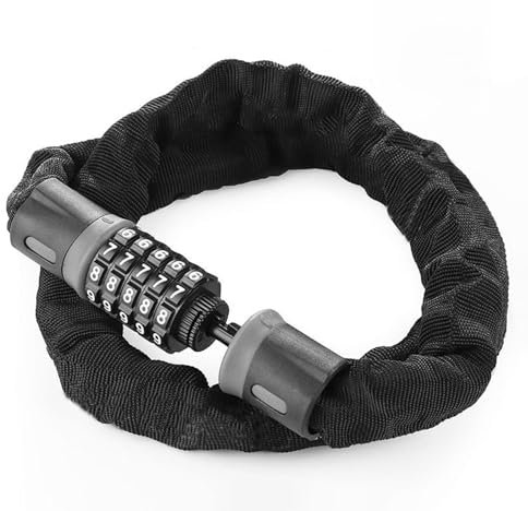 NEXROLA Lucchetto Bici con Catena Acciaio Extra Spessa 90 x 1,3cm - a Combinazione 5 Cifre per Massima Sicurezza - Incl. Custodia Protettiva Anti-Graffio - per Bici, E-Bike, Moto (550g)