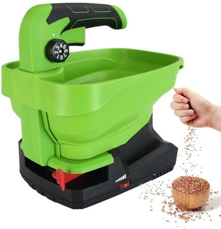 Esparcidor de semillas inalámbrico de 7,2 V, capacidad de 3,3 L, batería de 2,0 Ah y cable de carga, esparcidores de fertilizantes eléctricos de mano, 2,5 horas de tiempo de espera para campos de