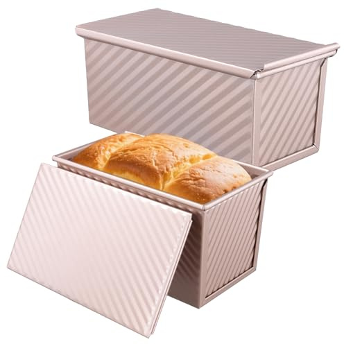 Juego de 2 Moldes para Pan con Tapa, 19x9.5x8cm y 21x12x11cm