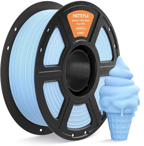 ELEGOO Matte PLA Filament 1.75mm Eisblau 1KG, 3D Drucker Filament PLA | Sauber gewickeltes Filament, Einfach zu Bedienen, 1kg Kunststoffspule(2.2lbs) PLA Matte Filament für Meisten FDM 3D Drucker