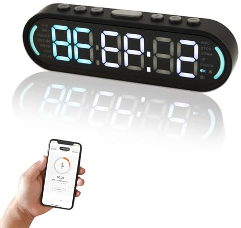 Temporizador de Gimnasio, Temporizador de Intervalo Fitnes LED,Gym Timer con Countdown/Up Cronometro,Reloj de Pared Digital,Fitness de Intervalos de Entrenamiento,Ideal for Casa Garaje