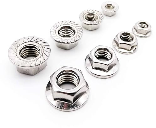 5/50 pz M3 M4 M5 M6 M8 M10 M12 in acciaio inox filettatura metrica testa esagonale flangiato dado di bloccaggio controdado(10pcs M10)
