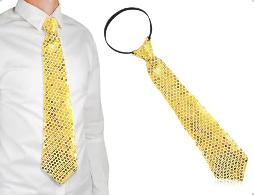 AOYEGIC Cravatta con paillettes, cravatta pre-annodata scintillante da donna e da uomo, accessorio per costumi, utilizzata per feste in discoteca, Martedì Grasso, Carnevale, addio al celibato (oro)