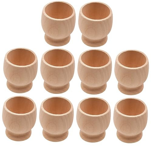 Anneome 10 pièces Support Œufs DIY Mini Coquetiers Naturels pour Peindre et Personnaliser pour Activités Manuelles et Décorations de Fête
