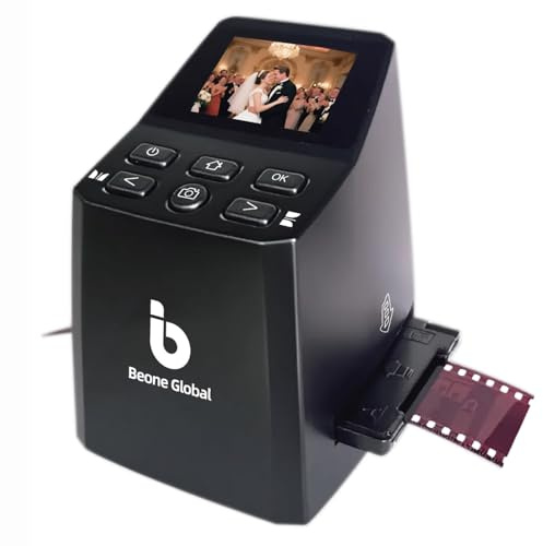 BEONEGLOBAL ClearScan MINI Film Scanner 16MP Slide & Film Scanner, Converts 35mm/135/126 Film & Slides to Digital Photos, Easy-to-Use Film Digitizer，2.31 LCD Screen
