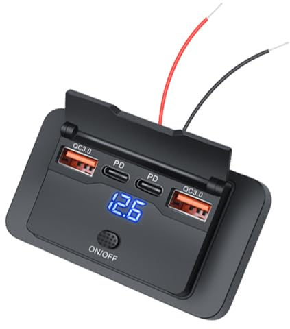 12V/24V Car Charges Double PD3.0 & QC3.0 USB Ports With Power Switches Quick Charges Socket Upgrades For Boats Motorcycles Double PD Quick