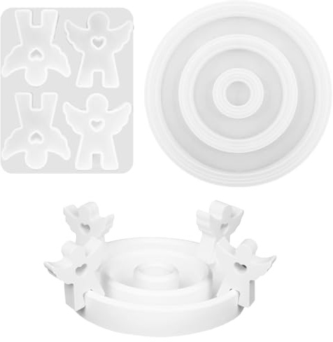 Silikonformen Gießformen Kerzenhalter,2 Stück Silikonform Engel Set,Gießform Angel,Silikonform Kerzenhalter,Gießformen Silikon Weihnachten,3D Kerze Silikonform