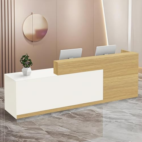 CCUKTFN Comptoir de Réception, avec tiroir et étagères Ouvertes, comptoirs d'accueil de 100 à 220 cm, Moderne pour Bureau, adapté aux Salons, Bureaux, Halls d'entrée et magasins de détail