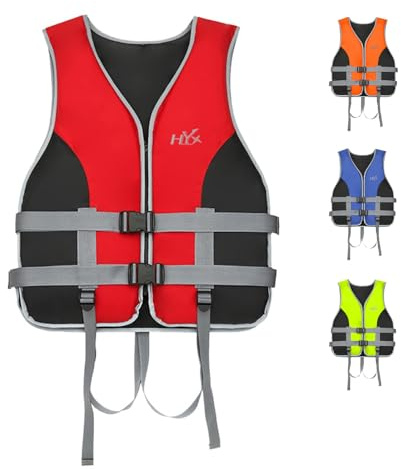 Life Jacket Adult Swim Vest Unisex Buoyancy Aid 50N with Whistle Adjustable Safety Straps for Snorkeling Water Sports Surfing Boating Fishing Kayaking Paddle Board Canoeing Flotation Device 25-110kg