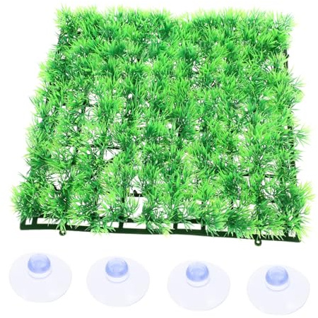 Gatuida Artificial Plastic Grass Mat for Aquarium and Reptiles Realistic Modelling, Safe for Water, Green Simulated Grass Cushion Providing a Hiding Place for Fish, for Home Decoration