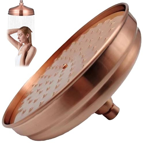 Vintage Kupfer Regenduschkopf 20,1 cm – Hochdruck-Badezimmerarmatur mit Silikonstrahlen, rostfreier Edelstahl, Retro-Design, perfekt für luxuriöse Duschen