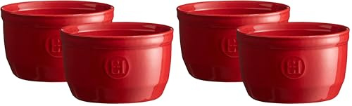 Emile Henry il n. 10 Set di 4 pirofile in Ceramica 10,5 x 10,5 x 6 cm, Ceramica, Grand Cru, 8.5x8.5x7 cm