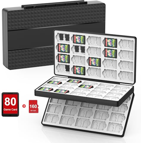 Jimofuga Switch Game Case Holder for Nintendo Switch 2/OLED/Lite with 80 Cartridge Slots and 160 Micro SD Card Storage, Portable Travel Switch Game Card Protective for Valentine's Day Gift