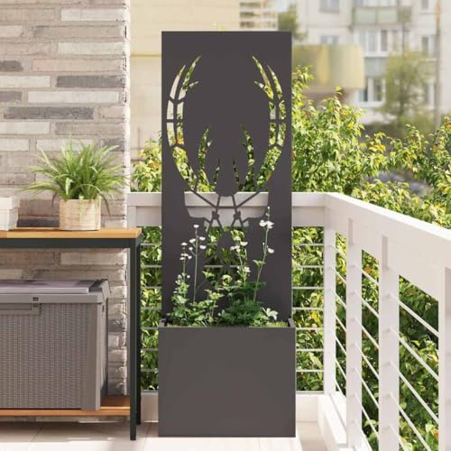 Moderna separación de torres de jardín, pantalla de privacidad para jardín, diseño de animales, color negro, 50 x 140 cm, para balcón y terraza, se puede instalar rápidamente