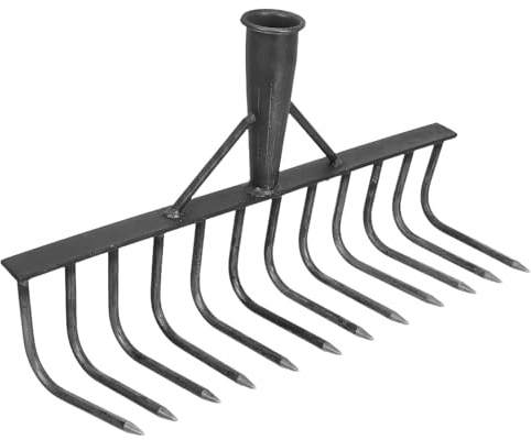 TOYANDONA Tête de Râteau de Jardin Robuste en Acier Haute Teneur en Carbone, 12 Dents Grandes Courbures pour Ameublir et Désherber la Terre, Outil Multifonction Agricole pour Potager