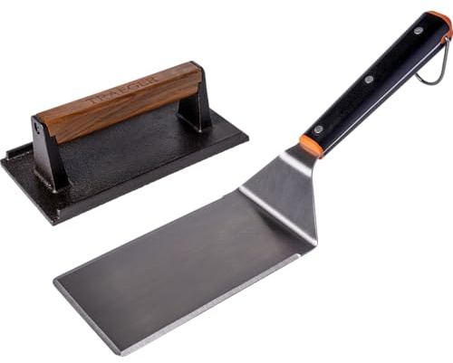 Traeger Grills Flat Top Burger Kit – XL Heavy-Duty Spatula & Cast Iron Burger Press for Smash Burgers, Perfect Sear & Griddle Cooking