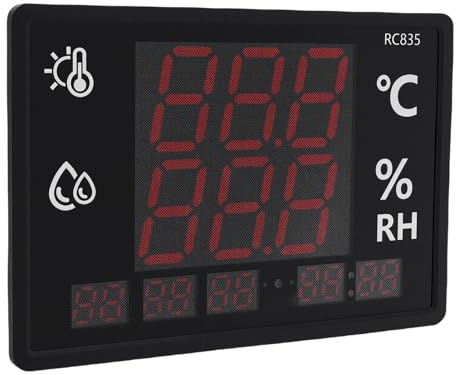 ZAICOLER Termometro Igrometro Digitale, Misuratore Ambientale per Interni Ed Esterni, Misuratore di Umidità e Temperatura con Schermo LED e Sonda di Precisione, Ideale per Fabbrica, Magazzino,