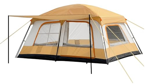 Familienzelt für 4 Personen, Tunnelzelt mit 2 Schlafkabinen und Vorzelt, 10 Min Schnellaufbau, 3000 mm wasserdichtes Campingzelt mit UPF 50+, leichtes Zelt für Familien-Camping und Outdoor