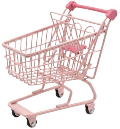 harayaa Shopping Cart Toy Small Supermarket Cart Simulation Interactive Supermarket Handcart Trolley Utility for Ages 3 and up Kids, Pink