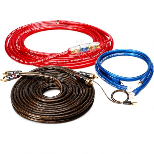 Sinuslive KS-16 5m Car-HiFi Batteriekabel Set 16mm² – anschlussfertiges Kabelset für Endstufe Verstärker, mit 60A Mini-ANL Sicherung, Pluskabel, Massekabel und CX-50 Cinchkabel