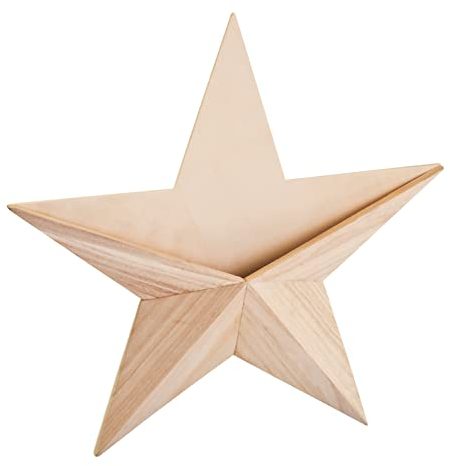 VBS Stern mit Fach aus Holz ca. 40cm als Tischdeko zum Aufhängen und Basteln Weihnachtsdeko Rohholz Natur