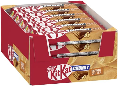 Nestlé KITKAT ChunKy Peanut Butter Schokoriegel, 24er Pack (24 x 42g) | Knusper-Riegel mit Erdnusscreme & knuspriger Waffel