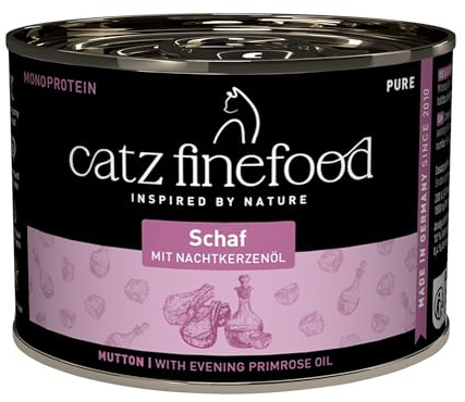 catz finefood Purrrrr Pecora Monoprotein cibo umido per gatti N° 113, per gatti sensibili alla nutrizione, 70% carne, 6 x 200 g lattina