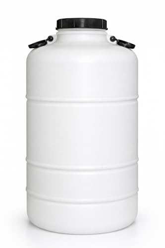 HELGUEFER - Bidon Agua 50L Boca Ancha | Deposito Agua PEHD Apto Uso Alimentario y ADR | Tapa con Obturador y Dos Asas Laterales | Bidon Reutilizable y Facil Llenado
