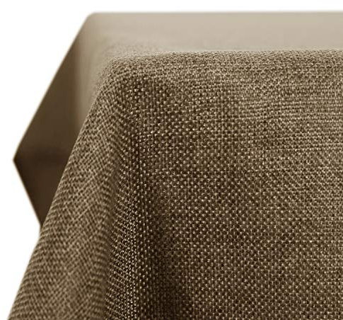 Deconovo Tischdecke Leinenoptik 150x200 cm, Wasserabweisend mit Lotuseffekt, Abwaschbar & Pflegeleicht, Eckig, Fleckschutz für Esstisch & Garten, Taupe