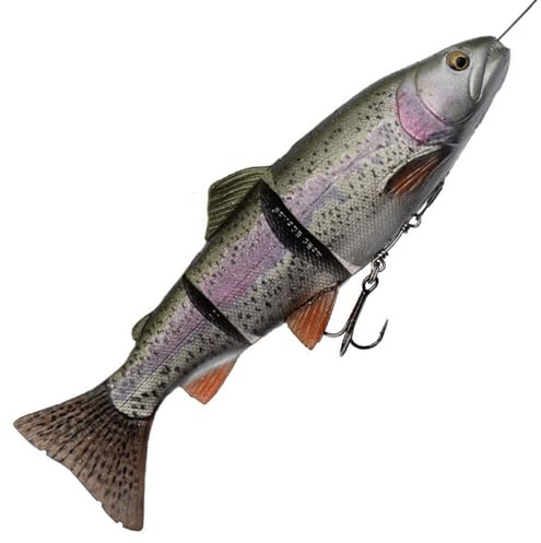 Savage Gear - 4D Line Thru Trout - Gummiforelle in Naturoptik zum Spinnfischen, Hechtköder, Rainbow, 15cm / 40g / moderat sinkend
