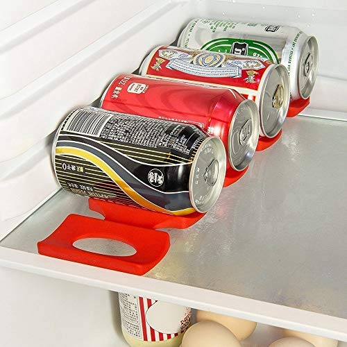 Prochive Silicone Beer Cola Wine Bottle Mats, Water Bottles & Food Cans Rack Holder Stack, Perfect Kitchen Cabinet And Fridge Stack Storage, Bottles Cans Fridge Organizer, 1 Pcs, Red