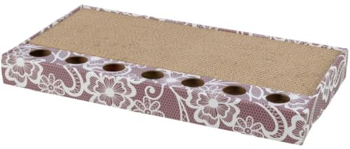 Kratzpappe mit Bällen, Katzenminze, 48 × 5 × 25 cm, pink