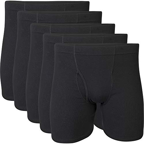 Gildan Men's Underwear Covered Waistband Boxer Briefs, Multipack, Black (5-Pack), Large