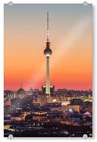 artboxONE Acrylglasbild 30x20 cm Städte/Berlin Berliner Fernsehturm im Abendlicht - Bild Berlin Aussicht Berlin