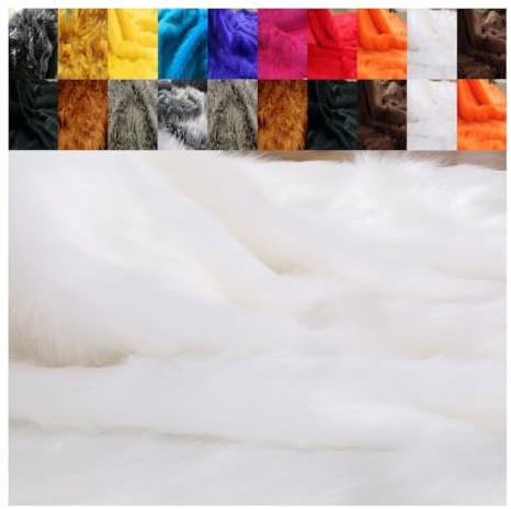 FABRICS-CITY FLOKATI TEDDYFELL STOFF KARNEVAL BEKLEIDUNG BASTEL REQUISITEN FOTOSHOOTING DEKO (Weiß, 100X150cm)