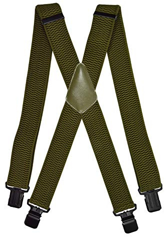 Olata Herren-Hosenträger in X-Form, Robust, mit Schwarzen Clips, 40 mm | Robuste 40-mm-Hosenträger in X-Form mit schwarzen Clips, Lederkreuz; für Arbeit oder elegante Kleidung verstellbar.
