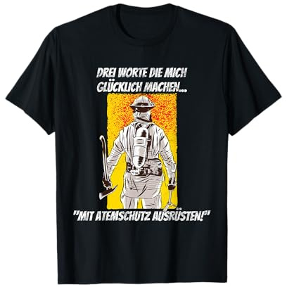 Feuerwehr Atemschutz Ausrsten Damen Herren T-Shirt, Klassisch, Schwarz, Unisex, Small, Sommer, Kurzarm, Crew-Neck, Text: Feuerwehr, Pullover, 1 Count, Polyester 100%