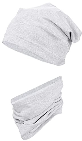 TupTam Kinder Beanie Mütze Schlauchschal Set Übergangszeit, Farbe: Grau Meliert, Größe: 56-58