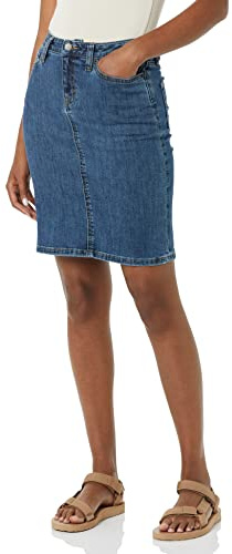 Amazon Essentials Jupe en jean classique à 5 poches (disponible en grande taille) Femme, Délavé Moyen, 44 Grande taille