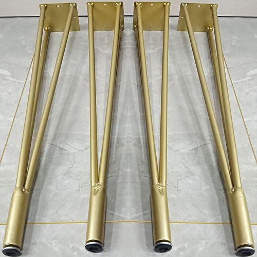 XUAN 4 Haarnadelbeine 45/72cm Möbelfüße DIY Esstisch Schreibtisch Tischfuß Metall Tischkufen 3 Stangen Hairpin Legs Schwarz/Gold Tischbeine (Color : Gold, Size : 72cm)