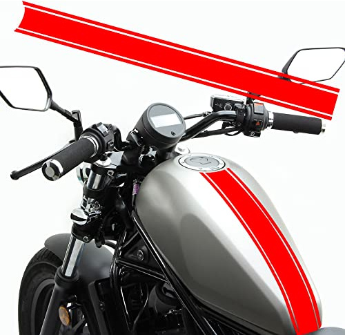Motorrad Tankhaube Aufkleber mit Seitenstreifen für die Motorradkarosserie - Racing Stripes Vinyl Aufkleber DIY Dekoration für Motorrad, Rot