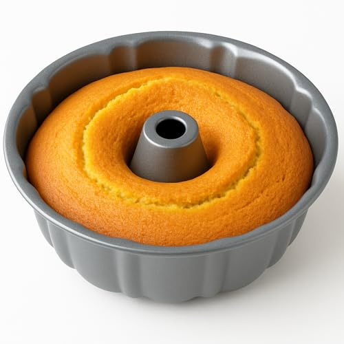10-Inch Nonstick Cake Pan, Fluted Tube Pan for Pound Cakes, Muffins, Angel Food Cake, Coffee Cake, and More – Easy Release, Dishwasher Safe, Oven Safe, Heavy Duty