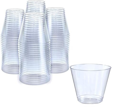 Prestee Pack of 400 Small Clear Plastic Cups - 5oz Disposable Cocktail Glasses - Stackable Plastic Party Tumblers for Serving Wine, Champagne, Punch, Soda, or Snacks