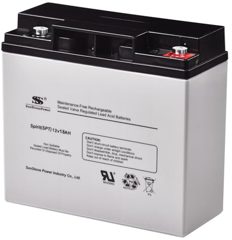 Sunstone AGM Batterie 12V 18Ah (C20) Bleiakku VRLA-Wartungsfrei, Zyklenfest-12V Akku Stromspeicher Ersatzakku für USV, Solarenergie Speicher, Notstrom, Alarmanlagen, Elektrosysteme, Unbemannte Systeme