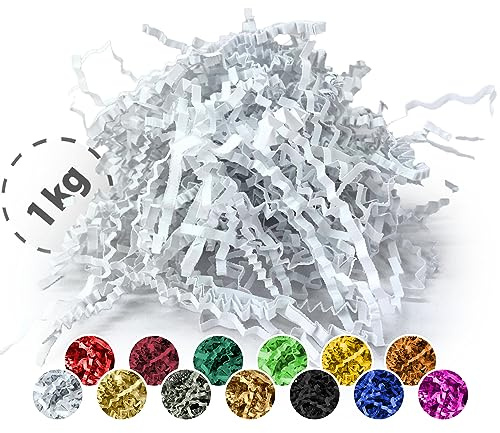 Verpackungswelt Matériau de remplissage 1 kg | Papier déchiqueté pour boîtes et paquets cadeaux | Fabriqué en Allemagne | Décoration et protection | Matériel d'emballage et accessoires pour emballer